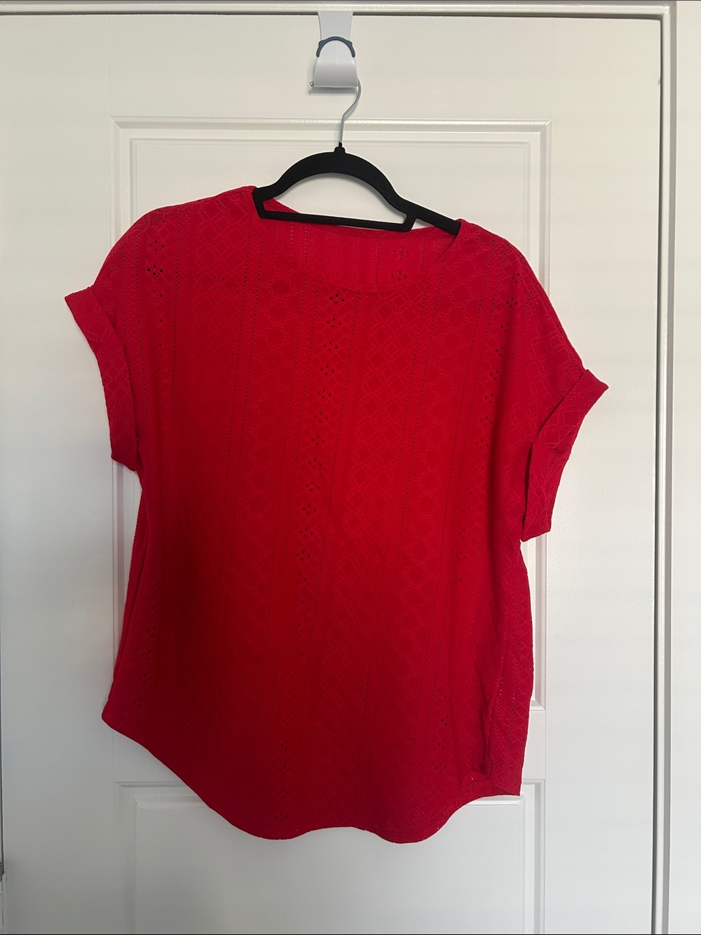 Women's Red Short Sleeve Knit Top
